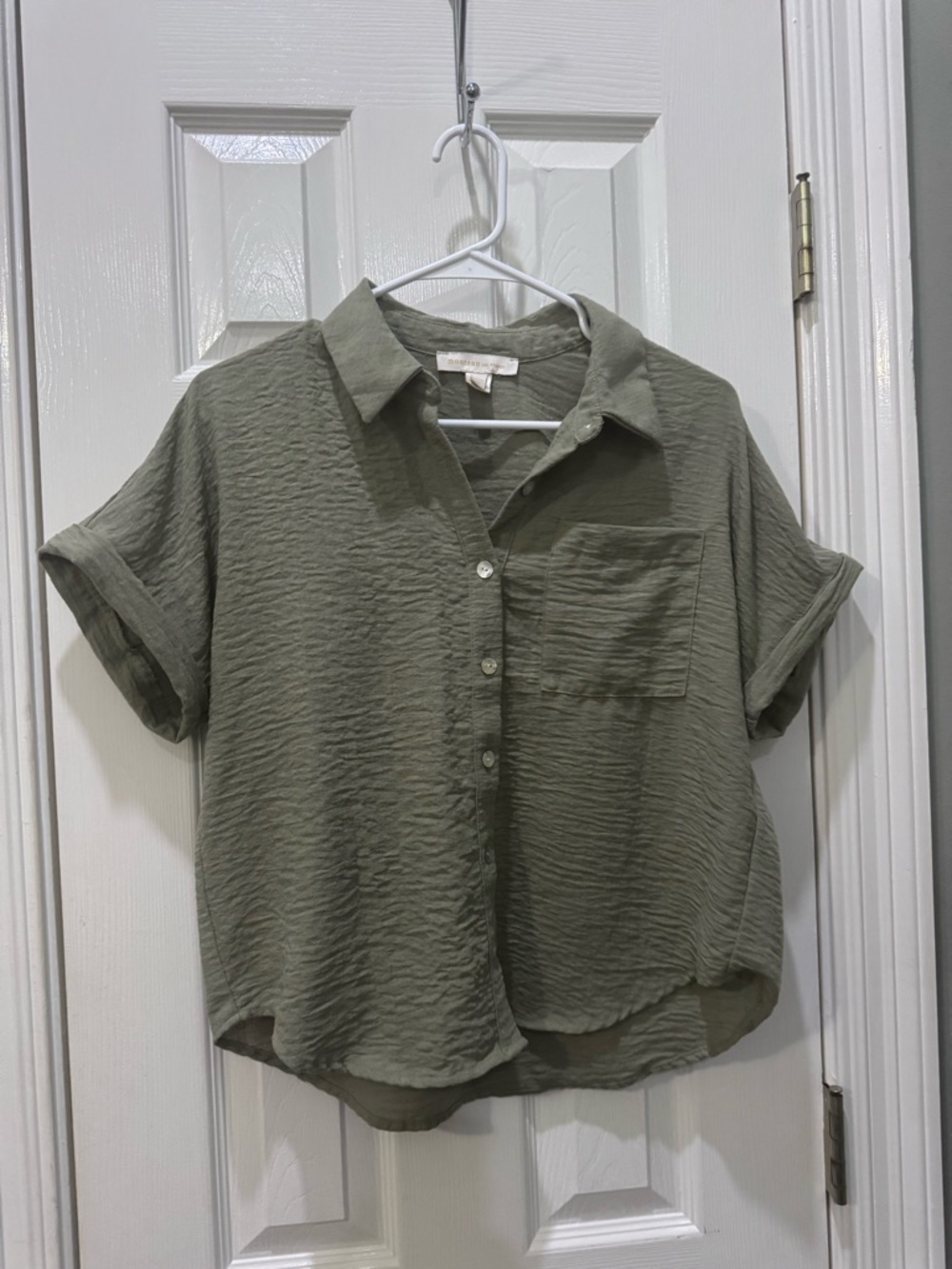 Monteau Olive Short-Sleeve Button-Down Shirt